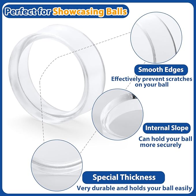 120 Pcs Baseball Holder Ring Stand 0.6/1.22/1.77 Inch Round Acrylic Stands, Small Display Stand Ring Clear Sphere Holder for Small Balls, Baseball, Golf Ball, Crystal Ball, Egg Stand, Marble, Softball