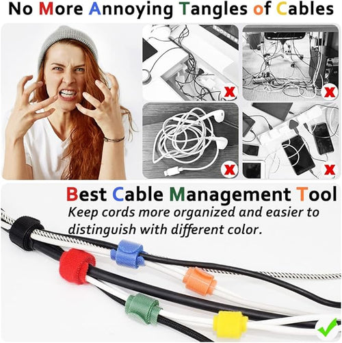 160pcs Cable Ties Reusable Colorful Wire Ties Cable Management Cord Ties Reusable for Electronics Hook and Loop Cable Ties for Computer 4 6 8 Inch with 6 Colors