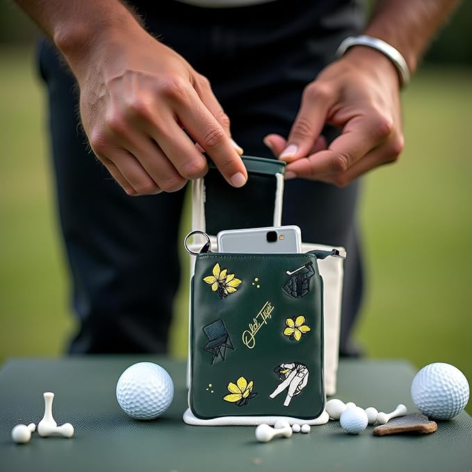 Swig Sip Golf Pouch Bag - Waterproof Compact Golf Ball & Tee Organizer, Handcrafted Zipped Pouch for Keys and Phone, Soft Fleece Lined, Golfing Gear for Course & Travel