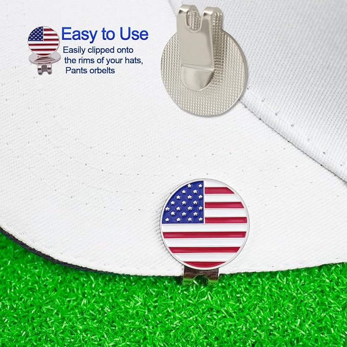 6 Pack Golf Ball Markers with Magnetic Hat Clips Value Sets - Soft Enamel Technique for Men Women Golfer, Removable Attaches Easily to Golf Cap Premium Gifts.