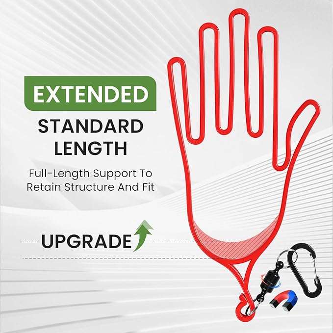 FINGER TEN Golf Gloves Stretcher Universal with Strong Magnetic Carabiner Clip 2 Pack, Durable Glove Support Plastic Holder Hanger Keeper Dryer, Size Large XL for Men Women