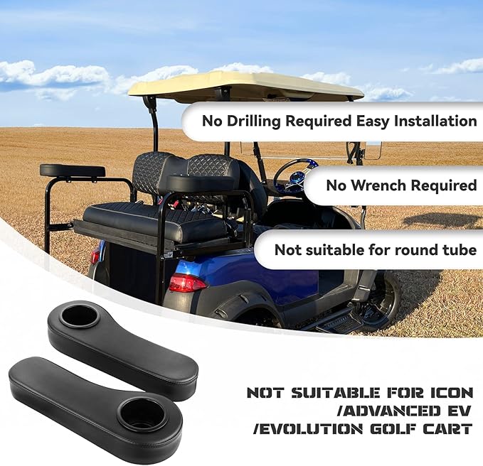 XUANYUDG0769 Golf Cart Armrest with Cup Holder for EZGO TXT Club Car DS Precedent and Yamaha Rear Seat Kit, Upgrade Support Frame/No Need Drilling Arm Rest