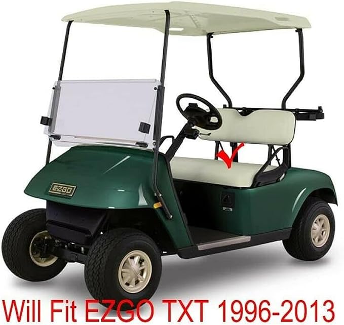 Huskey 2PCS Golf Cart Front Seat Covers for EZGO Medalist/TXT 94-13 Custom Two-Tone Black/Red Diamond Stitching with Red Piping, Marine Grade Vinyl Material, Staple on Design