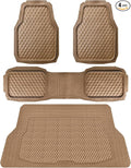 CAR PASS Heavy Duty Rubber Beige Car Floor Mats & Cargo Liners, Deep Dish All-Weather Trunk Mats Durable Anti-Slip 3D Rhombus Waterproof Trim to Fit Liner Universal Fit Auto,Sedan,SUV,Truck, Beige