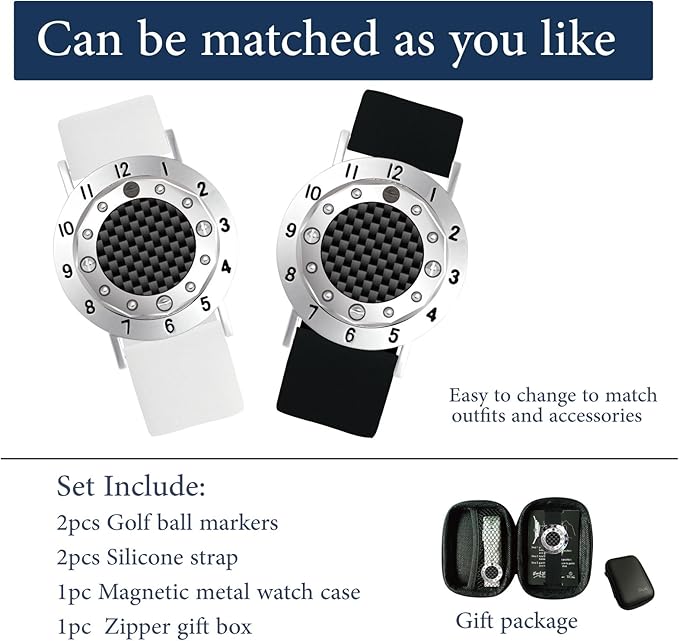 Golf Ball Marker with Carbon Fiber Ball Marker Bracelet, Golf Accessories, Golf Gifts, Golf Counter for Men Women