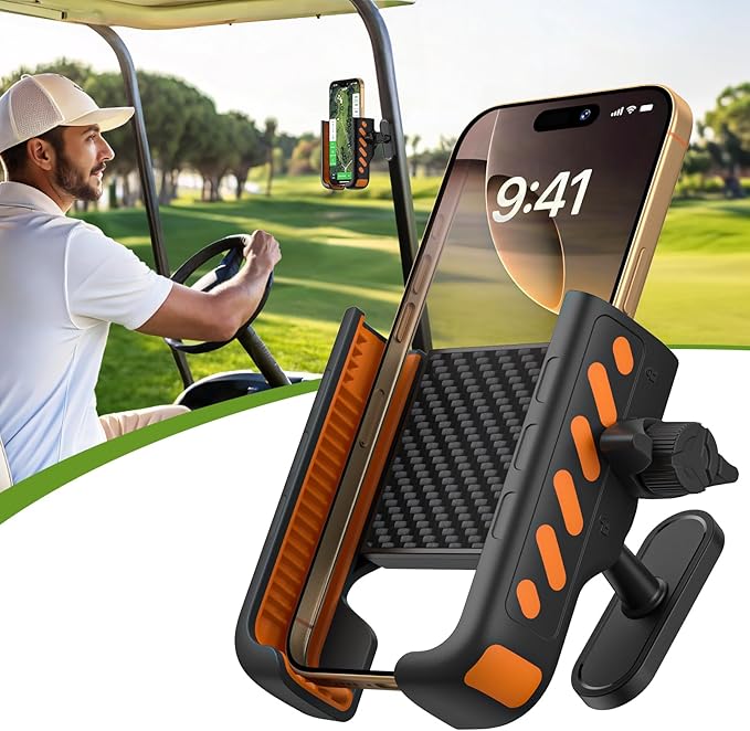 Magnetic Golf Cart Phone Holder - Premium N52 Magnet Phone Caddy Compatible with EZGO, Club Car, Yamaha, Universal Secure Mount for iPhone, Samsung & Smartphone, Durable Golf Accessories for Men Women