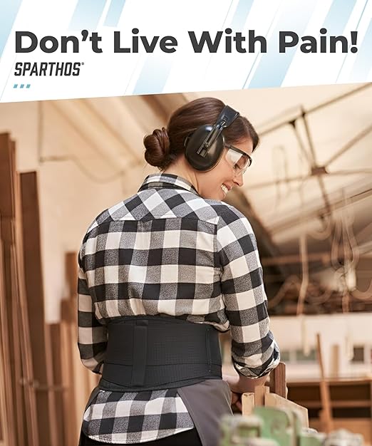 Sparthos Lumbar Support Belt – Adaptive Fit for Back Pain & Herniated Disc – Breathable & Adjustable Lower Back Brace with Lumbar Pad – for Men & Women – Fits 59-63″ Waist (XX-Large, Check Sizing)