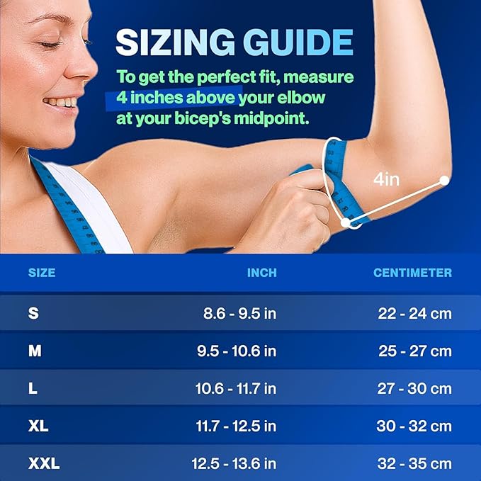 Modvel 2 Pack Elbow Brace - Golfer's Elbow Compression Sleeve Support for Joint Pain Relief, Recovery, Tendonitis Braces, Tennis Elbows Brace For Men & Women, Workout & Weightlifting Arm Wrap, Blue