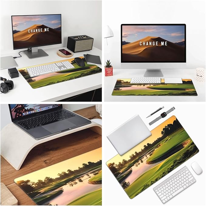 Large Extended Gaming Mouse Pad 75 X 40 Cm Non-Slip Rubber Base, Fun Golf Course Print Desk Mat for Keyboard & Mouse, Office/Gaming Computer Accessories