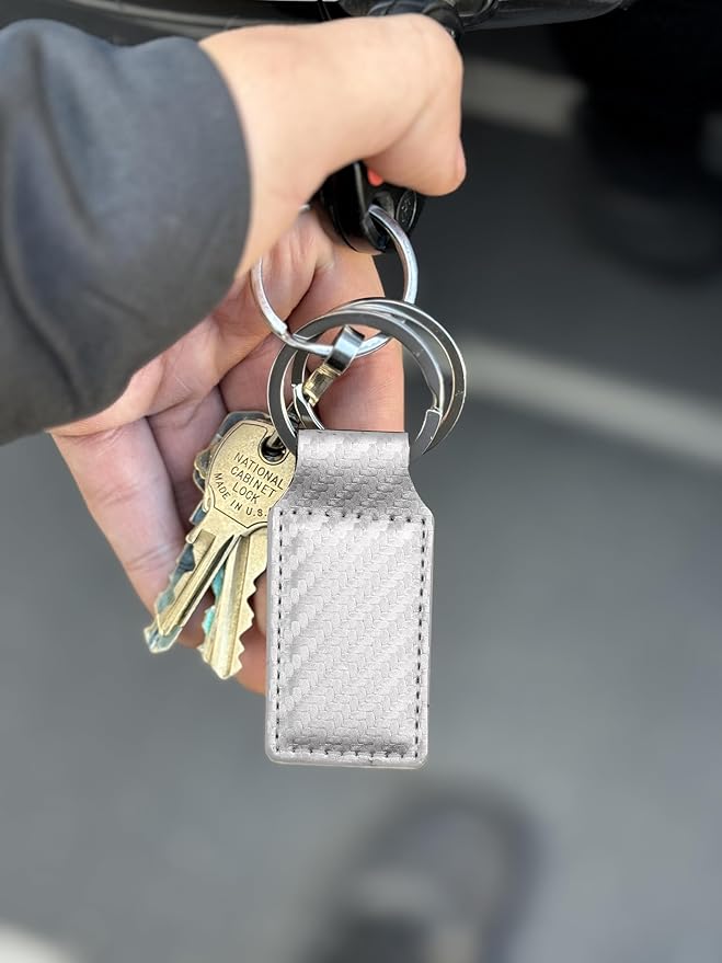LaserGram Rectangle Keychain, Coat of Arms Germany, Personalized Engraving Included (Carbon Fiber Silver)