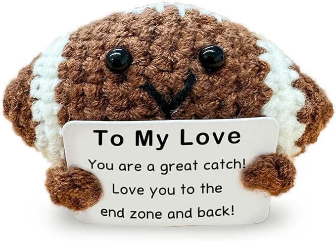 Mini Handmade Crochet Football for Him Who Loves Football, for Boyfriend/Husband, Emotional Support Footballs Romantic I Love You Gift Birthday Gifts