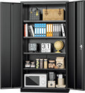 INTERGREAT Black Metal Storage Cabinet Doors, 72" Locking Steel Storage Cabinet with Shelves, Tall Metal Cabinet Lockable Steel Cabinets for Home Office, Garage