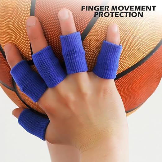 20Pcs Finger Sleeves Sport Finger Sleeves Protectors Elastic Brace Sleeves Breathable Finger Wraps for Basketball Baseball (Black+Blue)