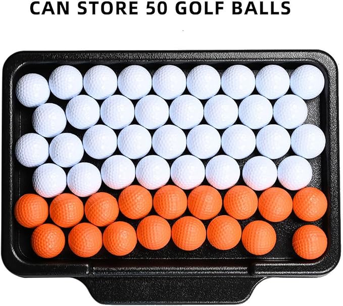Golf Ball Storage Rack | 50 Ball Capacity Tray Organizer | Heavy-Duty GoLlf BaAll Container Men Women | for Backyard Practice Indoor Garage Driving Range Course Training Equipment Users