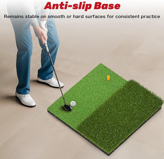 SAPLIZE Foldable Heavy-Duty Golf Hitting Mat with 10mm EVA Backing for Indoor/Outdoor Swing & Chipping, Golf Accessories & Gift for Men & Women