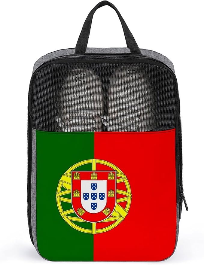 Portable Travel Shoe Packing Bag Portugal Flag Golf Shoe Dust Bags Reusable Sneaker Bags for Gym, 1-Pack