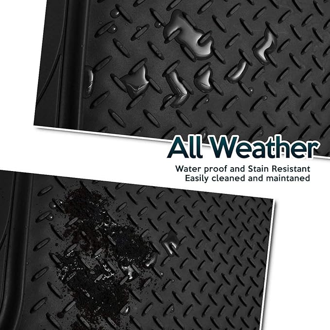 ZONETECH All Weather Rubber Semi Pattern Cargo Liner Trunk Floor Mat – Premium Quality Black Heavy Duty Cargo Trunk Floor Mat