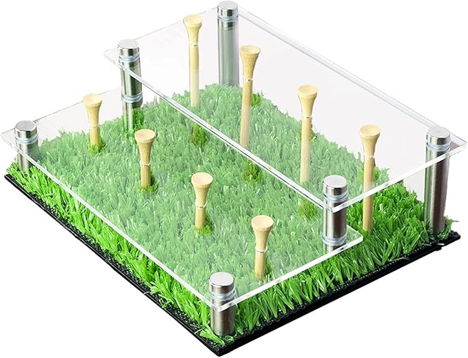 Golf Ball Display Case, Balls Rack with Tees 2 Tier Acrylic Stand Holder for Tennis