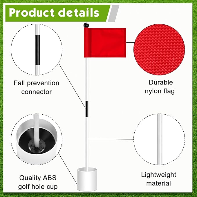 Hungdao 3 Set Golf Flagstick Mini Putting Green Flag for Yard Golf Pin Hole Cup and Flag Set Portable Practice Putting Green Flagsticks for Driving Range Backyard Gift Idea (Cute,Assorted)
