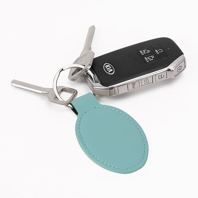 LaserGram Oval Keychain, Palm Trees, Personalized Engraving Included (Teal)