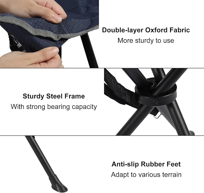 REDCAMP 2 Pack Folding Camping Stools for Adults Heavy Duty, Lightweight Portable Tripod Chairs Seats for Fishing Hunting Backpacking Traveling, Blue