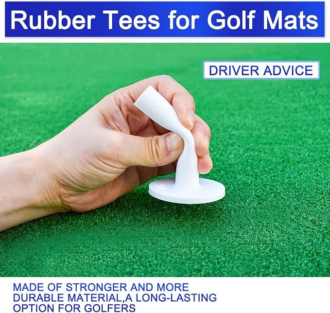 Rubber Golf Tees for Mats |Driving Range tee, Golf mat tees | Golf Accessories for Indoor & Outdoor Practice, 5 Sizes Rubber Tees & 20 Tall Plastic Golf Tees (32 Pcs)