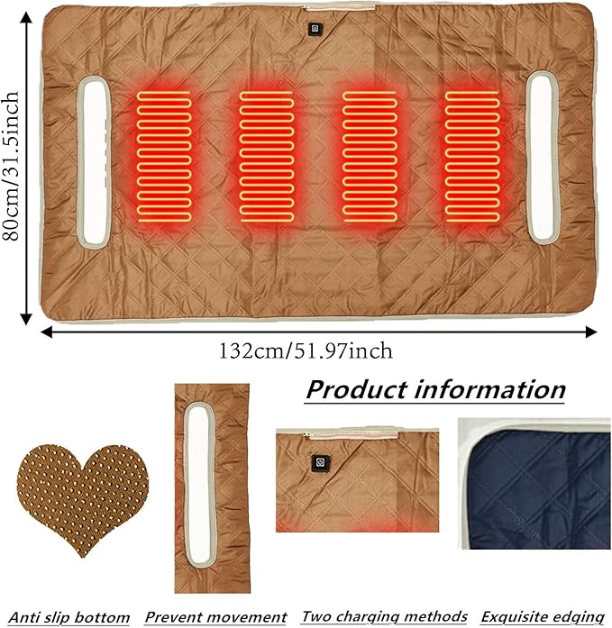 Golf Cart Heater, Heated Golf Cart Seat Cover - USB Powered 4-Zone Warming Pad & Electric Blanket for Golf Carts, 3-Temperature Settings with Portable Foldable Design (Navy Blue)