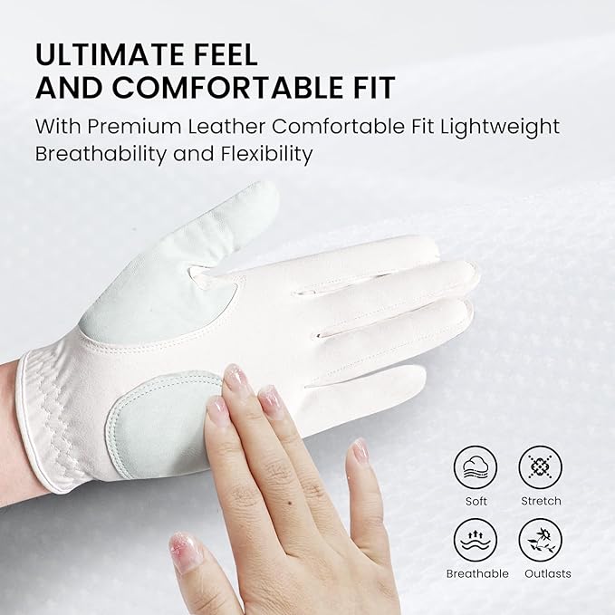 FINGER TEN Stylish Golf Gloves Women with Ball Marker 1 Pack for Left or Right Hand, Breathable Glove with Fashion Patterns for Ladies Right Left Handed Golfer