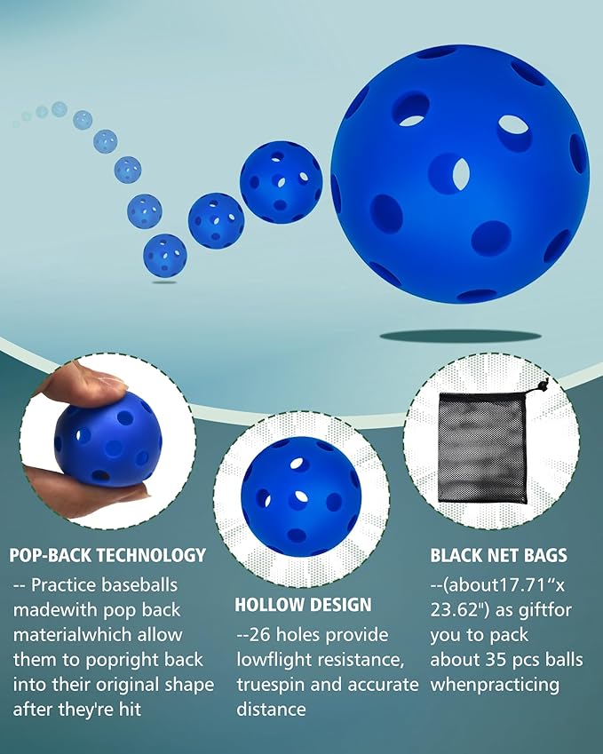 35 Pack Practice Golf Balls Limited Flight Plastic Golf Balls 42mm Practice Golf Balls for Backyard Golf Training Balls for Swing Practice, Airflow Hollow (Multiple Colors)