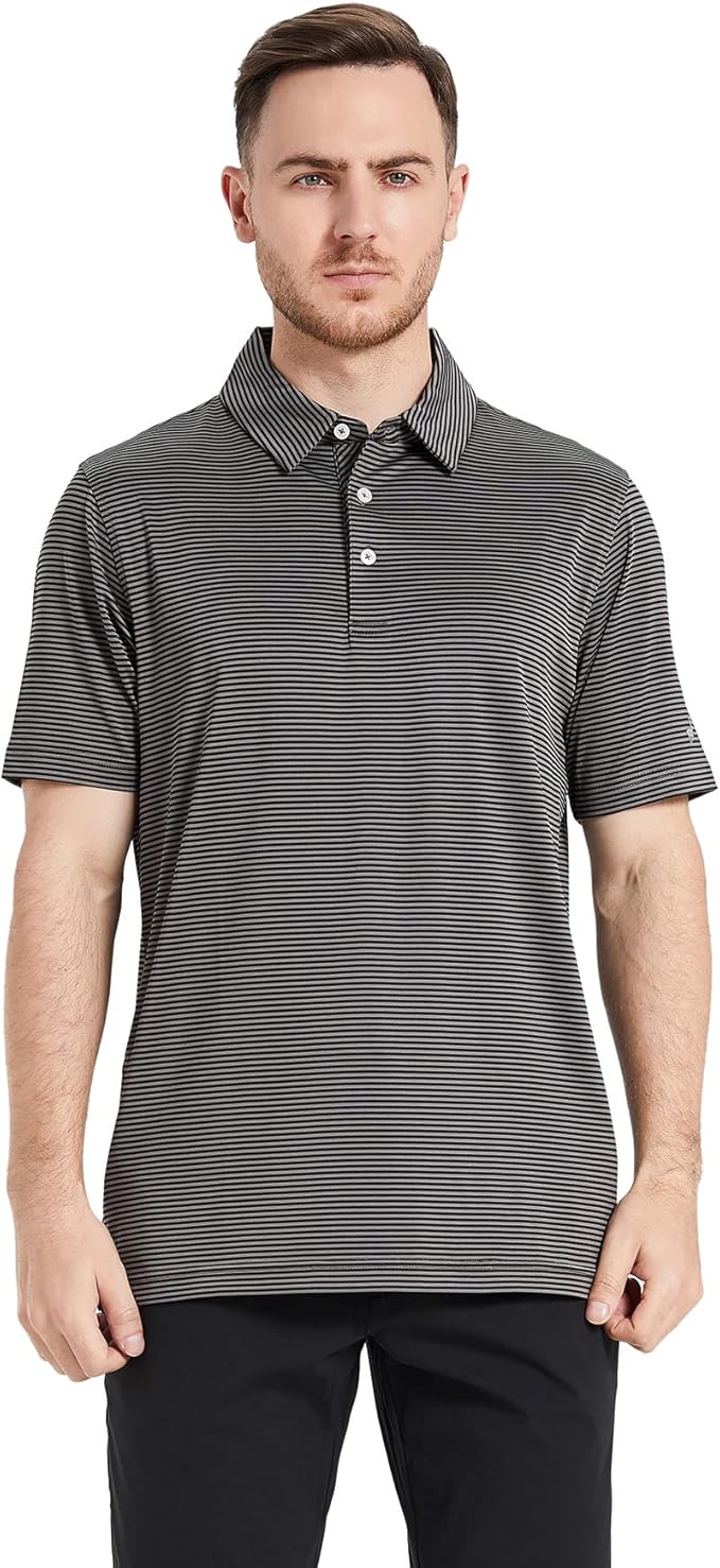 Golf Shirts for Men Dry Fit Short Sleeve Print Performance Moisture Wicking Polo Shirt