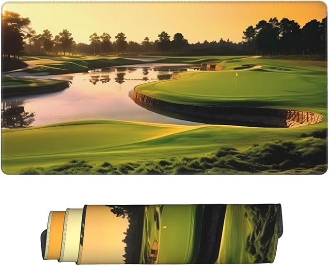 Large Extended Gaming Mouse Pad 75 X 40 Cm Non-Slip Rubber Base, Fun Golf Course Print Desk Mat for Keyboard & Mouse, Office/Gaming Computer Accessories