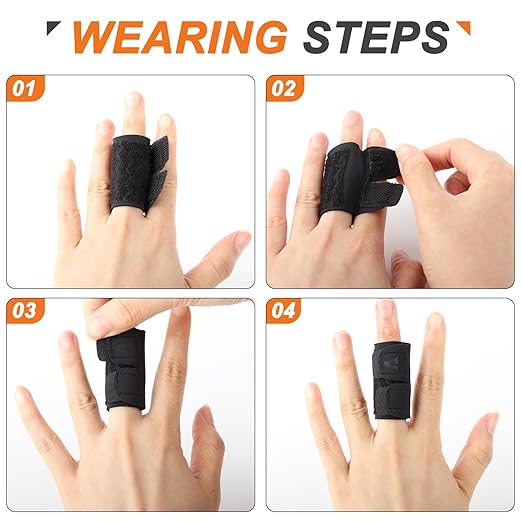 2PCS Finger Splints (No Metal Support) – Adjustable Neoprene Finger Straps/Wraps for Arthritis, Tendonitis & Athletic Stress Relief, Compression Tape for Sports (Basketball, Tennis, Volleyball, Badminton, Golf) – Double Finger Design, S