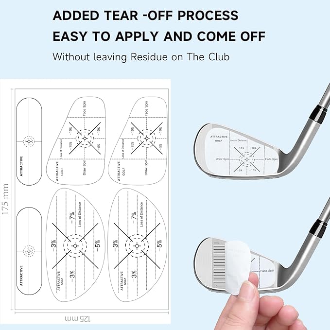 ATTRACTIVE Golf Impact Tape Set, Club Impact Stickers for Golf Clubs, Self-Teaching Sweet Spot and Consistency Analysis, Useful Training Aid Improve Swing Accuracy