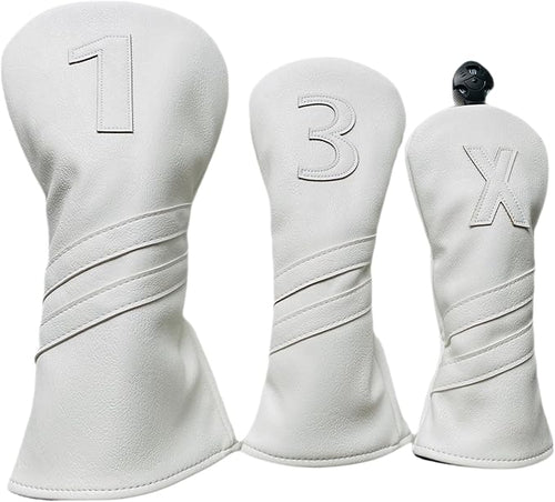 1pc Golf Club Head Cover Or 3pcs Golf Club Covers for Driver 3 Wood and Hybrids - White Golf Driver Headcover Fairway Wood Head Cover Hybrid Headcover Designed for All Brand