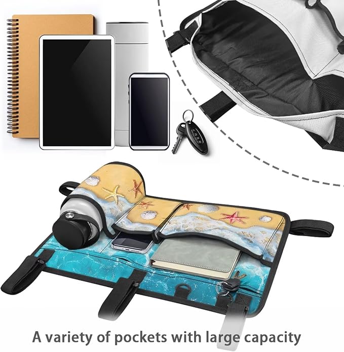Beach Golf Cart Rear Seat Organizer Foldable Storage Bag for Club Car, Wheelchair and Walker