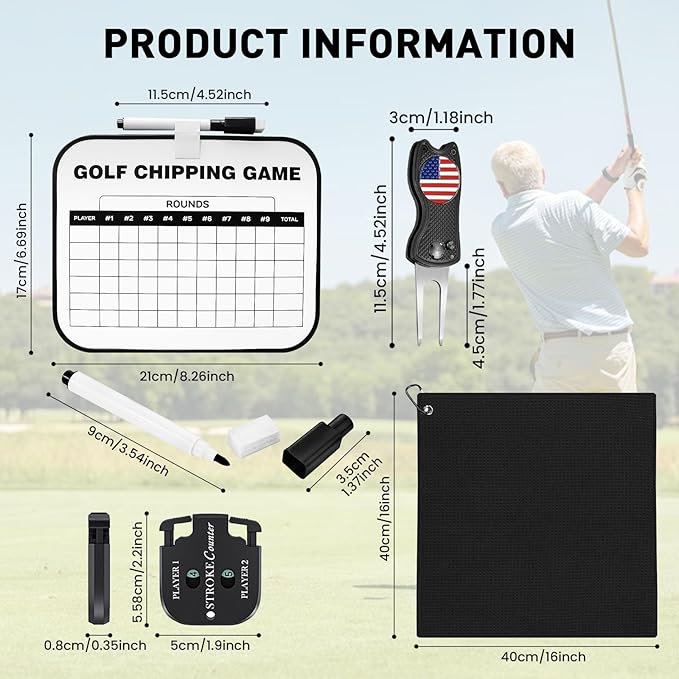 Golf Scorecard Board Erasable with 1 Free Pen, Plastic Write on Whiteboard Dry Erase Score Card Holder Accessories Gift for Men Women Golfer