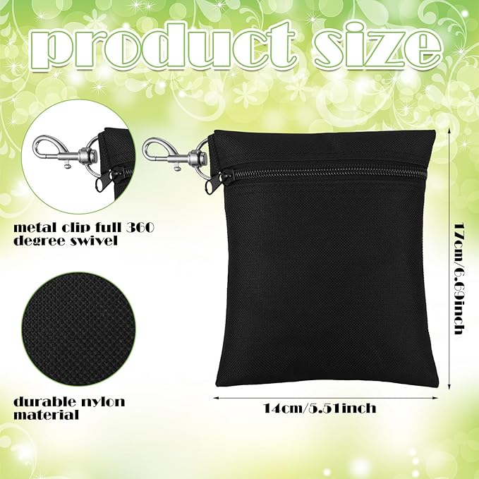 Shappy 3 Pcs Golf Tee Bag 6.7 x 5.5 Inch Golf Ball Bag Pouch Utility Tee Holder with Zipper Metal Lobster Claw Clip Valuables Gift Accessory Pouch for Men Women