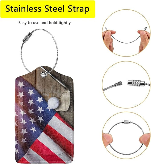 2 Pack Golf Luggage Tags for Suitcases, Cool Leather Luggage Tag for Travel, Bag Tag Privacy Name ID Card Bag Labels for Friends Adults Kids Tourists Sports