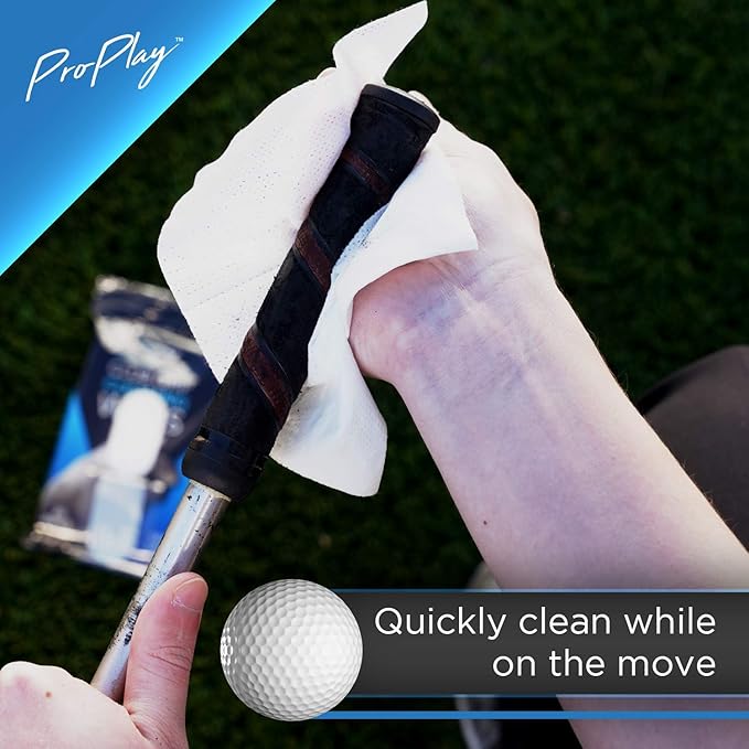 ProPlay Club Grip Cleaning Wipes | Powerful Cleaner Removes Grime, Dirt, and Sweat | Restore Tackiness of Golf Club Grips | Convenient, Resealable Pack - Unscented 3 Pack