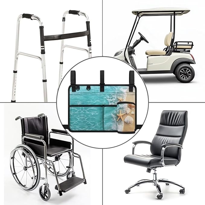 Beach Golf Cart Rear Seat Organizer Foldable Storage Bag for Club Car, Wheelchair and Walker