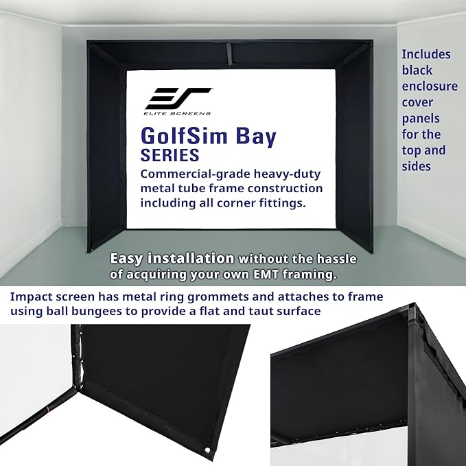 Elite Screens Golf Impact Screen Golf Simulator Impact Screen 10 ft x10 ft, Golf Hitting Screen for Simulator, Enclosed Golf Screen for Training, GolfSim Bay GSB10X10-IPW1145