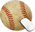 Vintage Worn Baseball Ball Round Mouse Pad, Small Gaming Mousepad with Stitched Edge, Non-Slip Rubber Base Mouse Mat Office Desk Accessories for Laptop Computer Decor 7.9 X 7.9 Inch