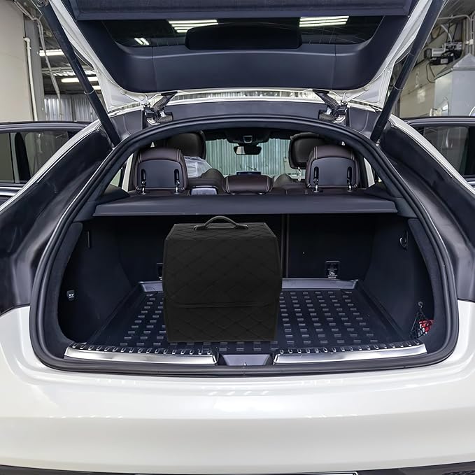 Foldable Car Trunk Storage Organizer Compact Dark Multi-Use Cargo Organizer Box for SUV and Van Grocery Storage