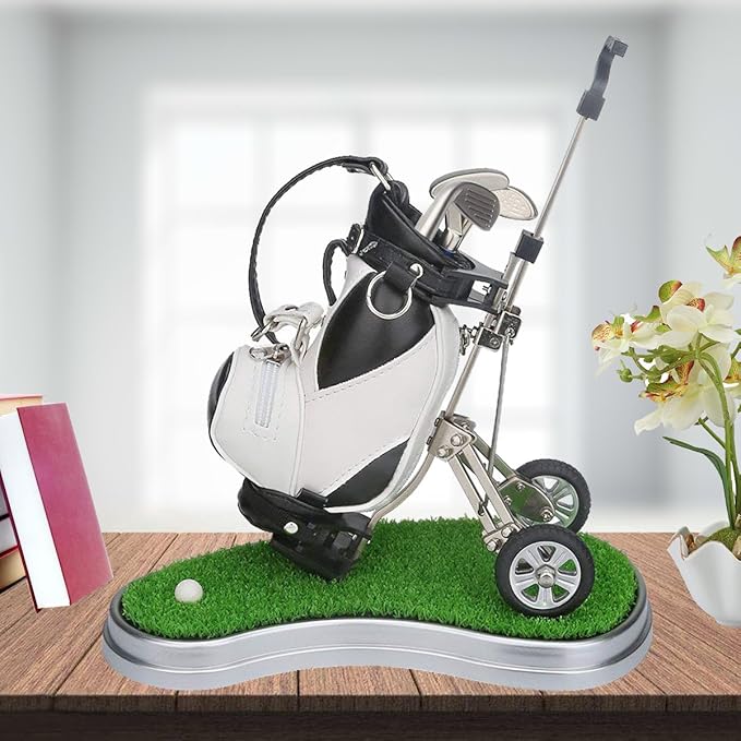 Golf Gift Golf Pens Holder, Golf Bag Holder with 3 Pieces Aluminum Pen Golf Bag Pencil Holder for Men