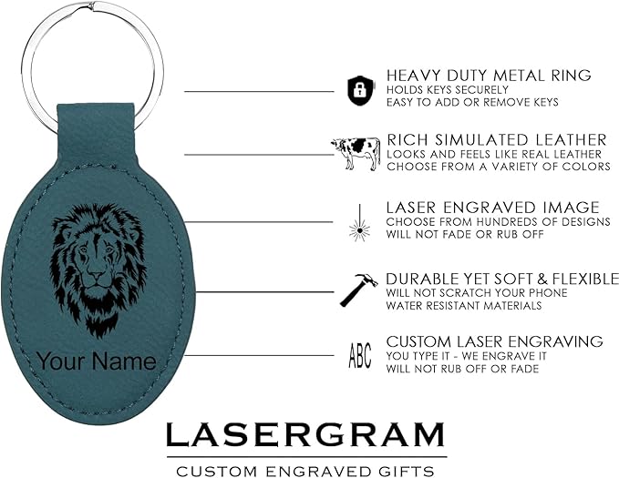 LaserGram Oval Keychain, Disc Golf, Personalized Engraving Included