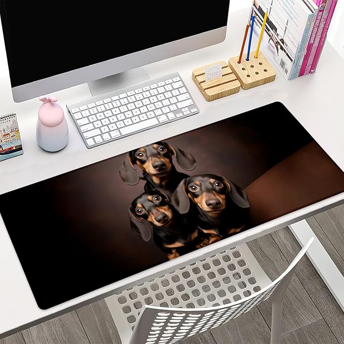 Dachshund Gaming Mouse Pad Gifts 31.5" x 11.8", Non-Slip Rubber Base MousePads for Computers Laptop School Office Home Accessories Decor, Mouse Pad, Keyboard Desk Mat