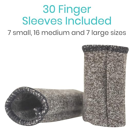 Vive Finger Sleeves (30 Pack) - Compression Cushion for Arthritis, Swelling, Joint Pain Relief - Thumb & Index Guard Wraps Basketball, Golf, Crochet, Writing, & More - Support Protectors for Sports