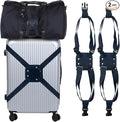 Adjustable Luggage Straps, Suitcase Elastic Strap Bag Bungee with Buckles Travel Accessories - Fitting for(Travel/Add A Bag/Securing Luggage), 27-66 Inch & 2Pcs & Dark Blue