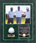 One-Shot Victory Golf Ball Display Frame – Acrylic Case with External Ball Mount, Custom Photo & Nameplate, Green Suede Mat, Elegant Golf Keepsake Gift（vertical design）