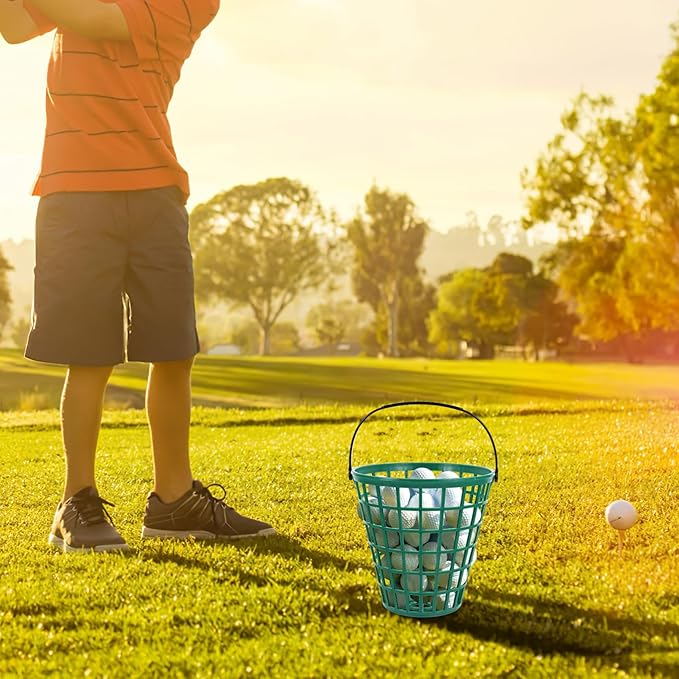 YARNOW Golf Ball Basket with Handle Nylon Golf Ball Container Golf Ball Bin (Green, Golf Balls are Excluded)